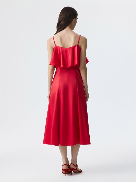 Атласное платье с воланами (Р158): фото №5