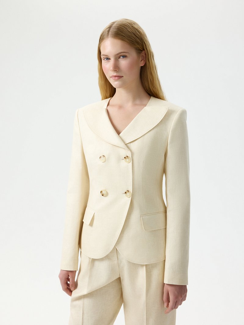 Приталенный жакет изо льна (Р158)