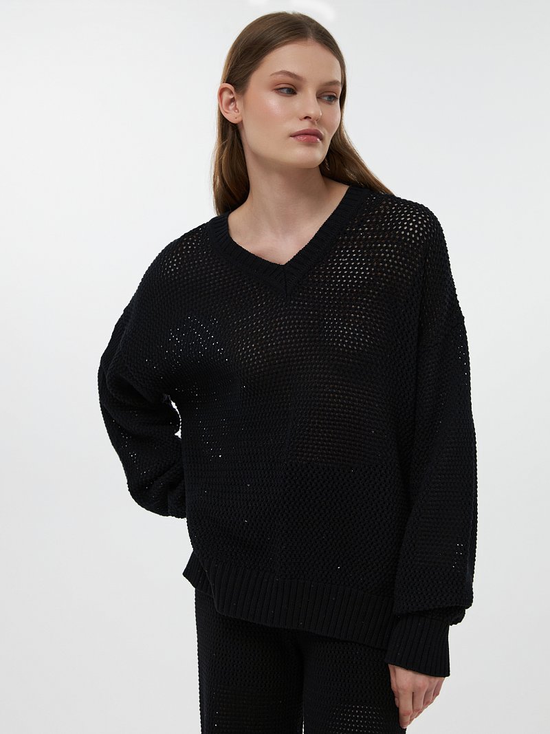 Вязаный пуловер с пайетками