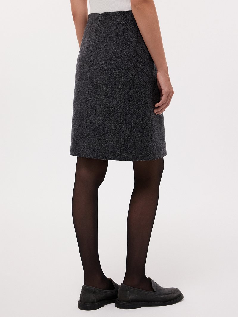Юбка-трапеция из шерстяного твида