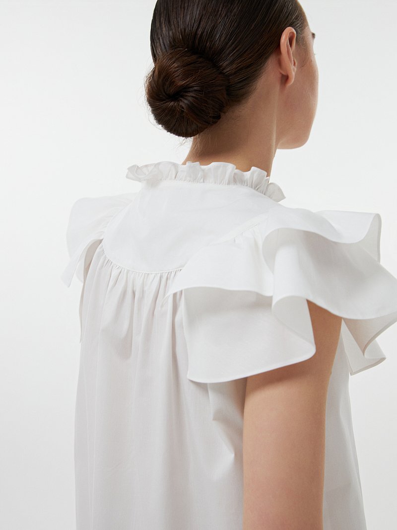 Хлопковая блуза с воланами
