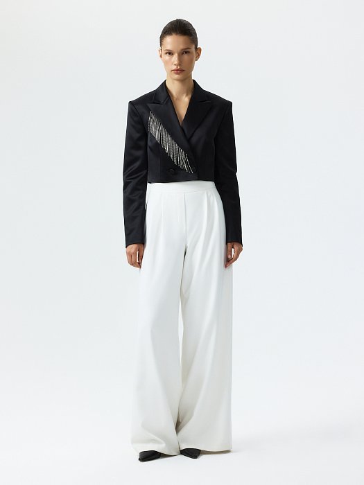 Атласный жакет со съемными стразами: фото №2