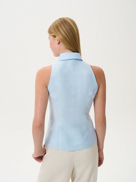 Льняная блуза без рукавов: фото №3