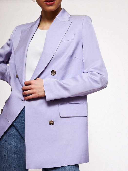 Двубортный жакет из вискозы и льна: фото №4