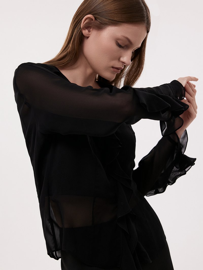 Шифоновая блуза с воланами и топ