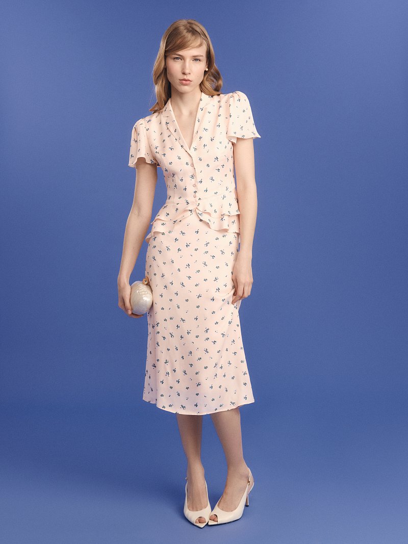 Атласная юбка в цветочек