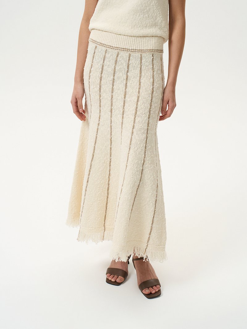 Вязаная юбка из хлопка с бахромой