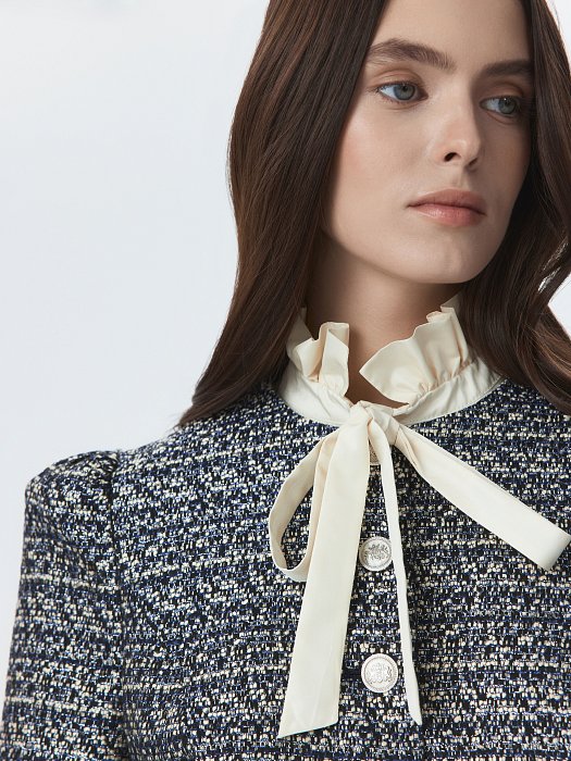 Жакет из твида со съемным воротником: фото №5