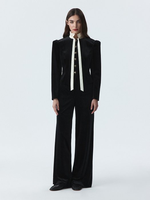 Бархатный жакет со съемным воротником: фото №3