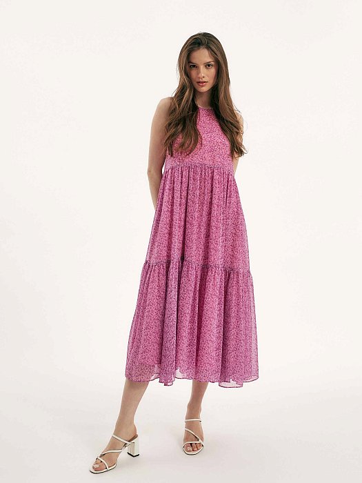 Платье-трапеция с цветочным принтом: фото №3