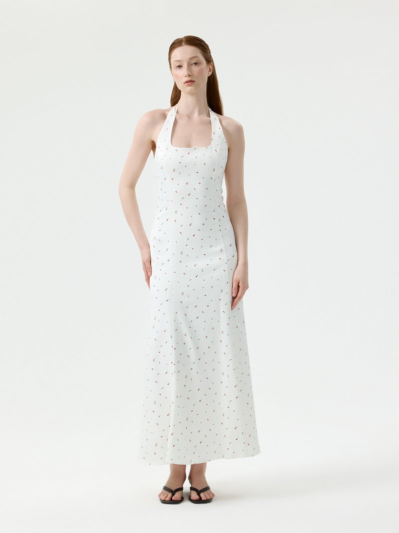 Атласное платье-халтер