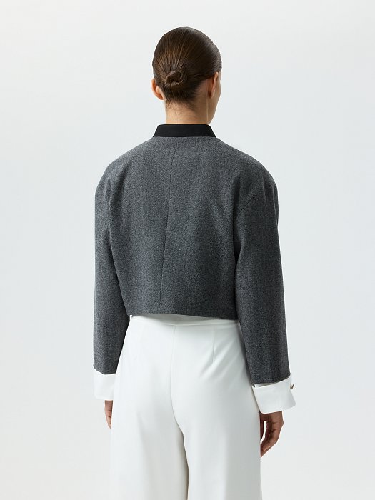 Укороченный жакет из твида: фото №5