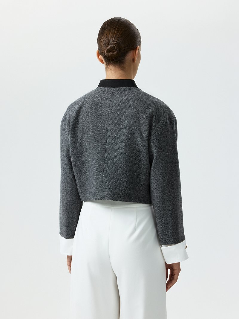 Укороченный жакет из твида