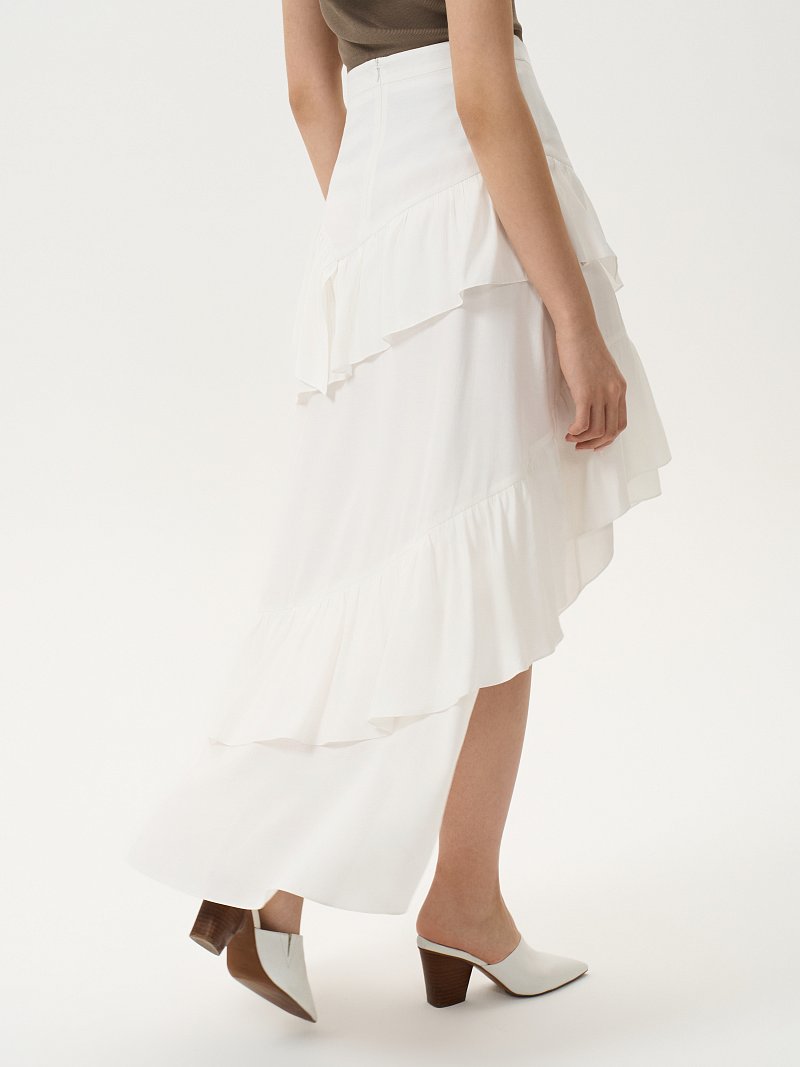 Асимметричная юбка с воланами