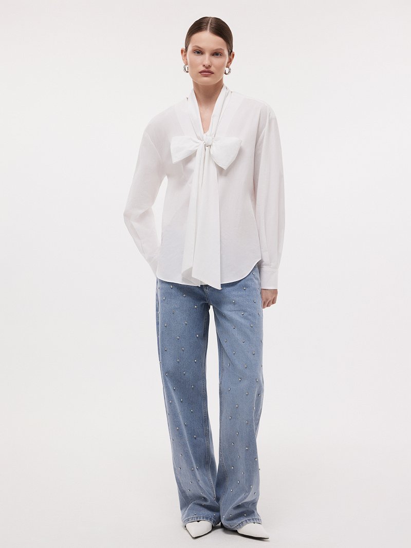 Рубашка со съемным бантом