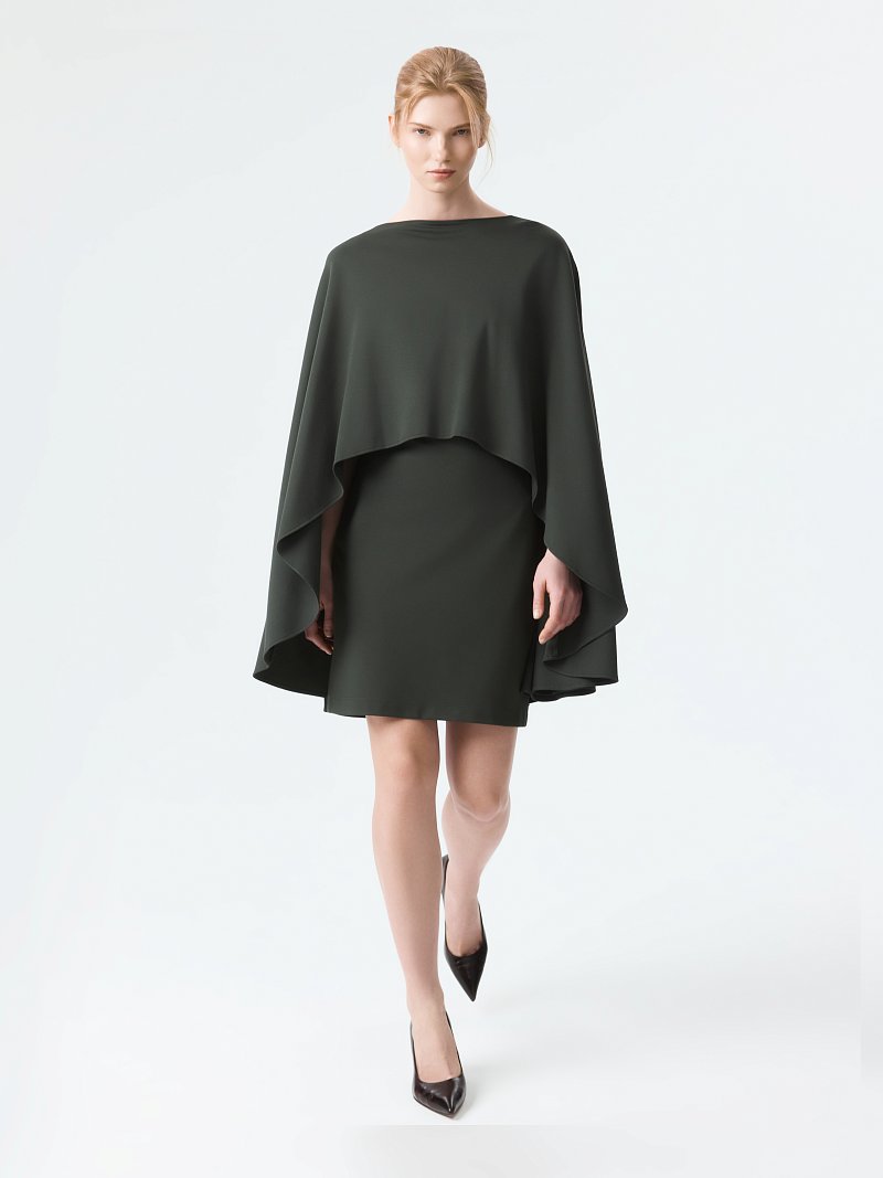 Трикотажное платье-мини с пончо