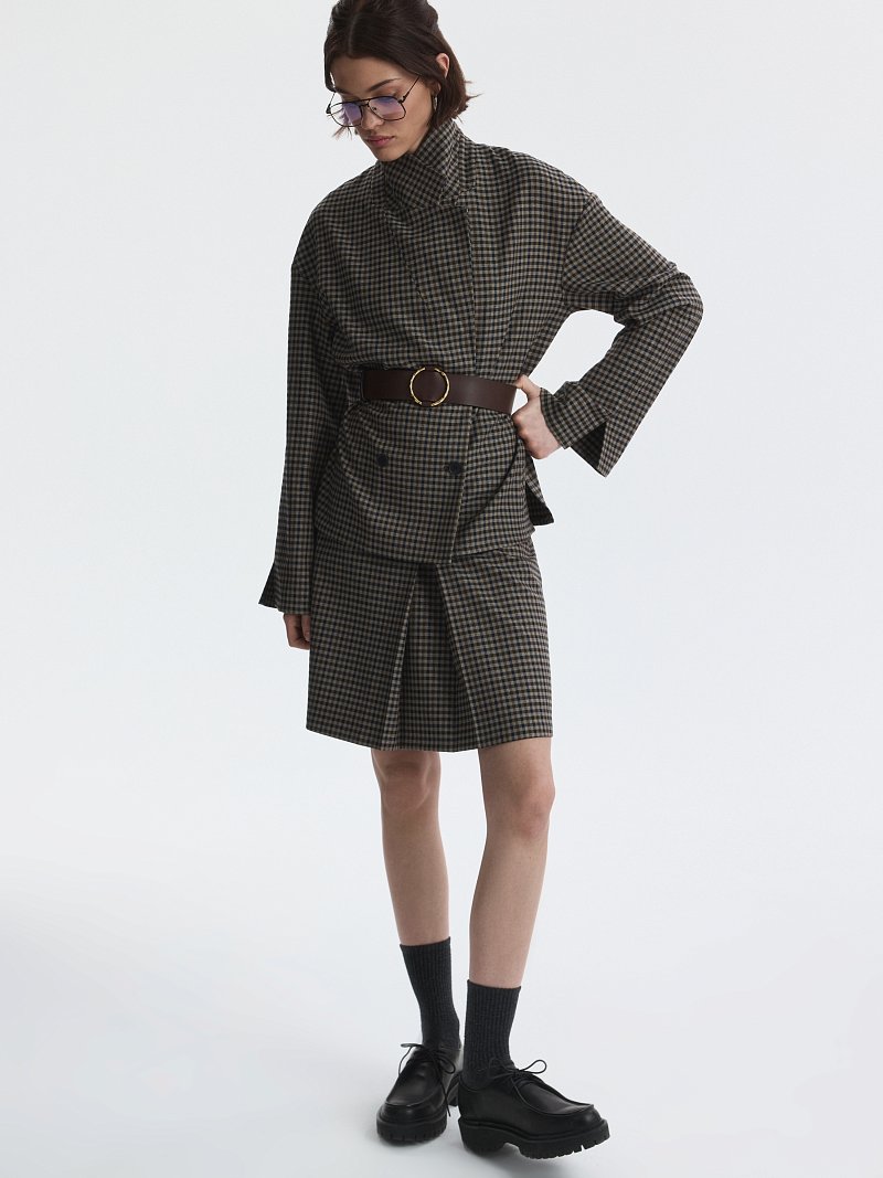 Жакет в клетку с поясом