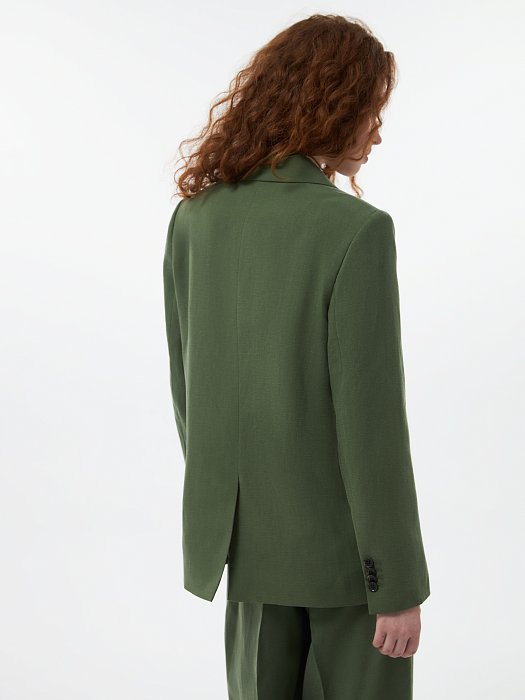 Однобортный жакет со льном (Р158): фото №3