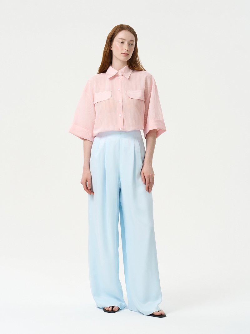 Атласные брюки-палаццо