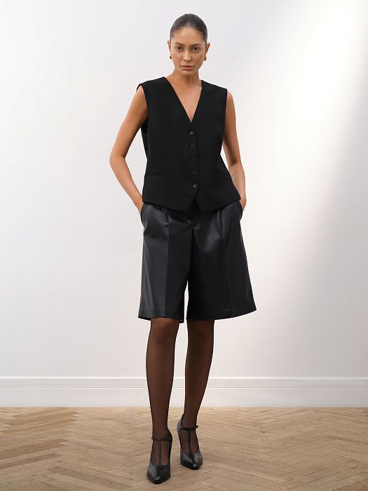 Широкие шорты из экокожи : фото №6