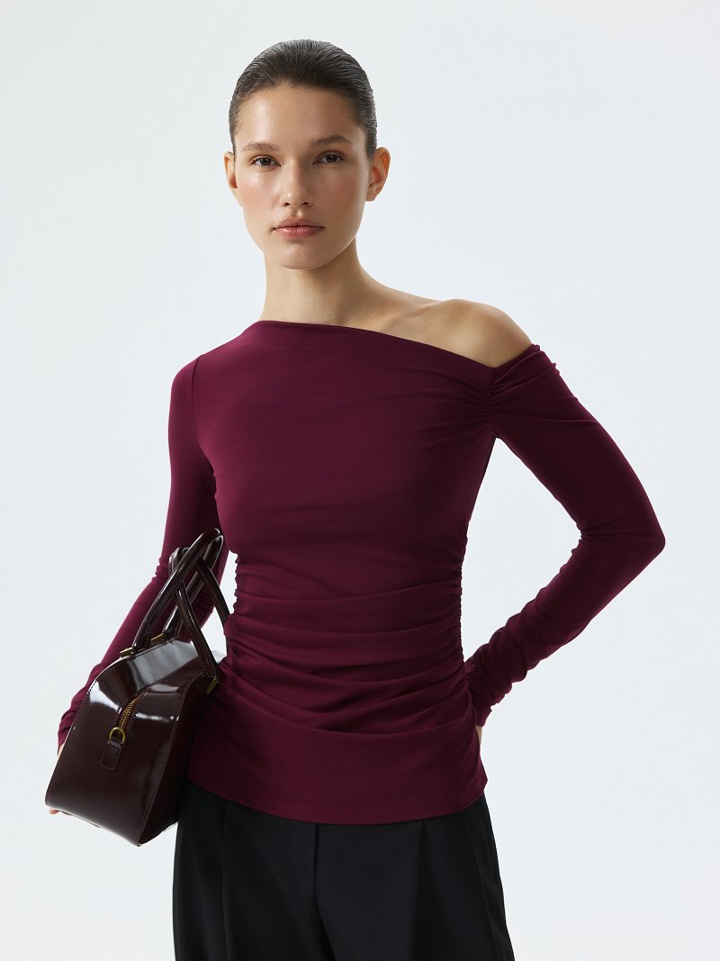 Асимметричный лонгслив с драпировками