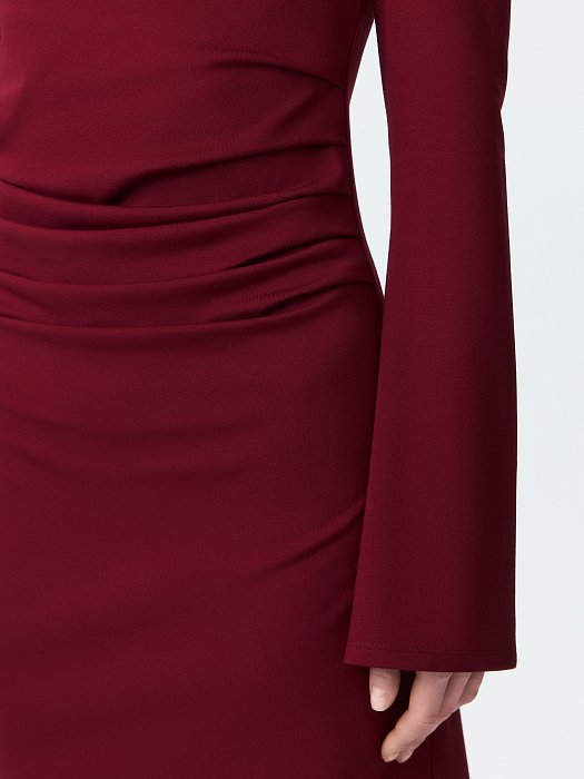 Трикотажное платье-мини с драпировками: фото №3