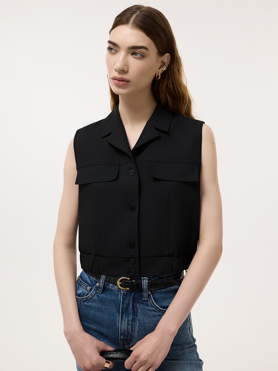 Укороченный жилет прямого кроя: фото №1