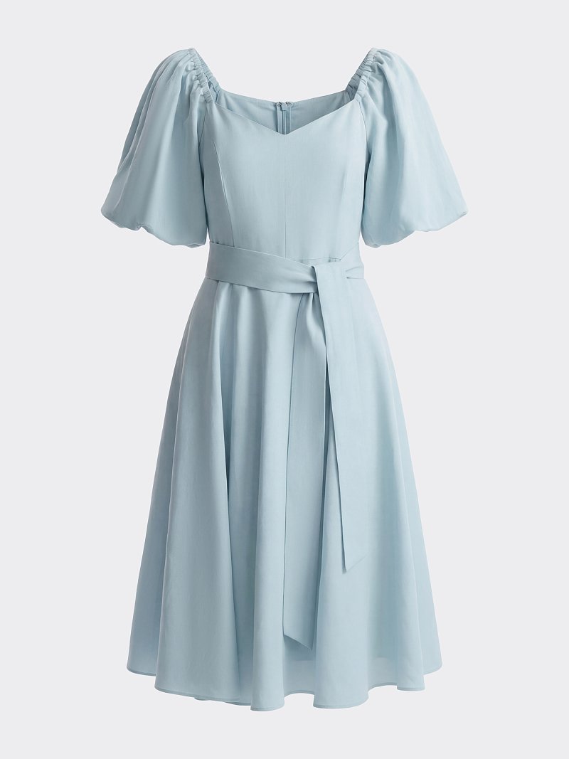 Расклешенное платье со льном (Р158)