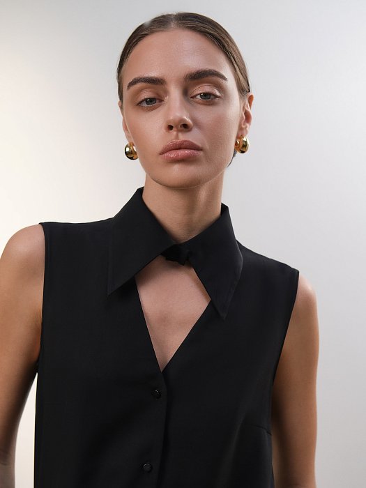 Блуза без рукавов со съемным воротником: фото №3