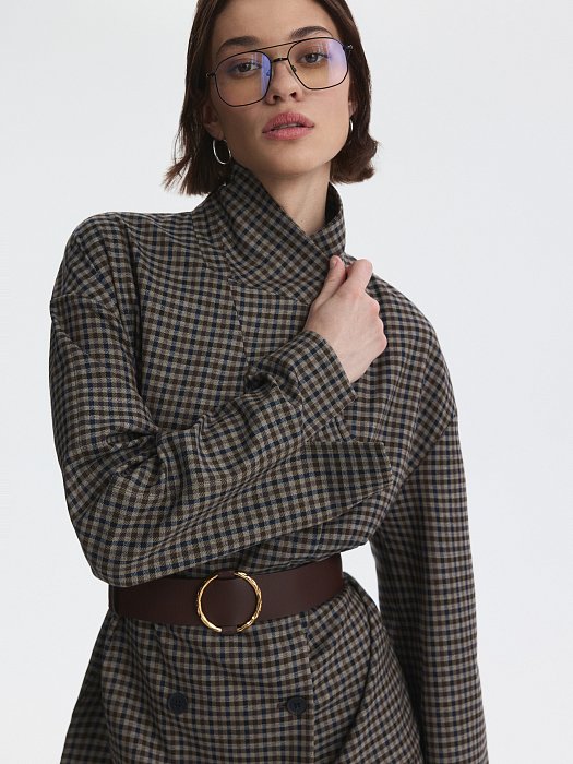 Жакет в клетку с поясом: фото №6