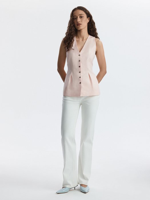 Льняной жилет с баской (Р158): фото №5