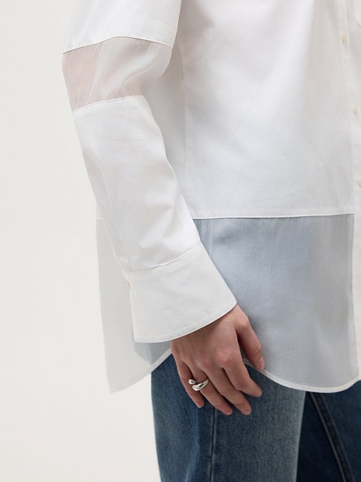 Хлопковая рубашка с органзой: фото №2