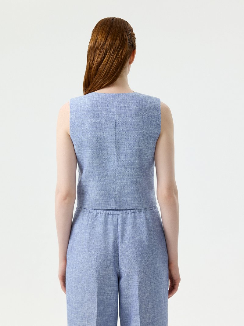 Прямой жилет со льном