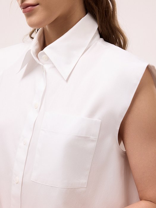 Хлопковая рубашка без рукавов: фото №5