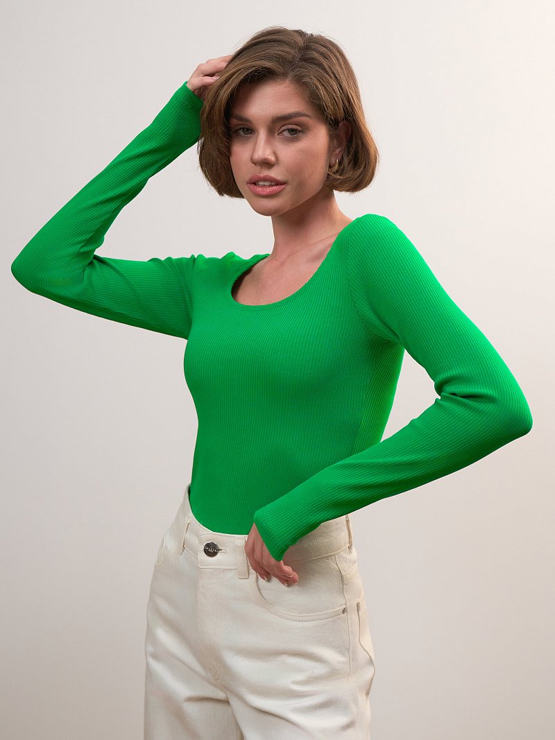 Лонгслив из эластичного хлопка в рубчик