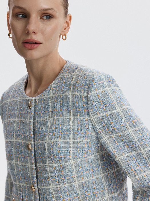 Твидовый жакет укороченного кроя: фото №3