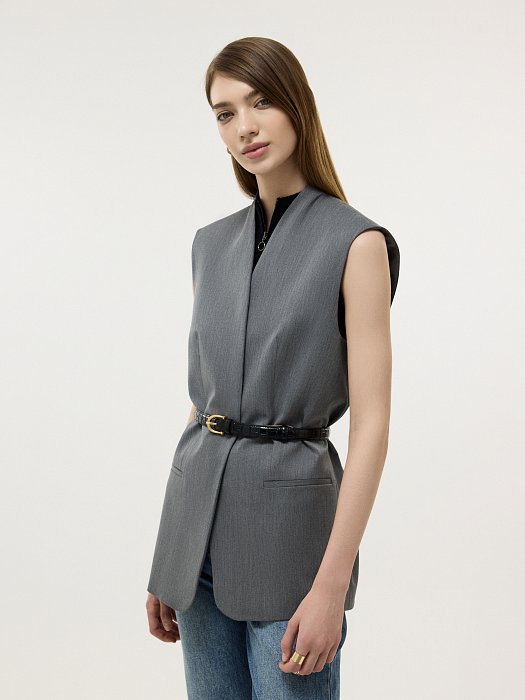Удлиненный жилет без застежки: фото №2
