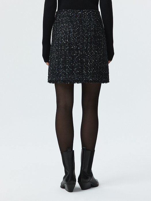 Твидовая мини-юбка с бахромой: фото №5