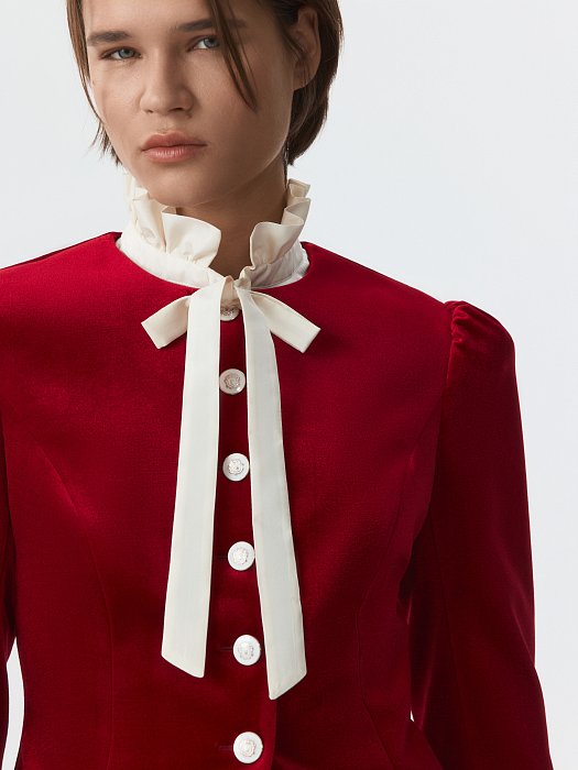 Бархатный жакет со съемным воротником: фото №4