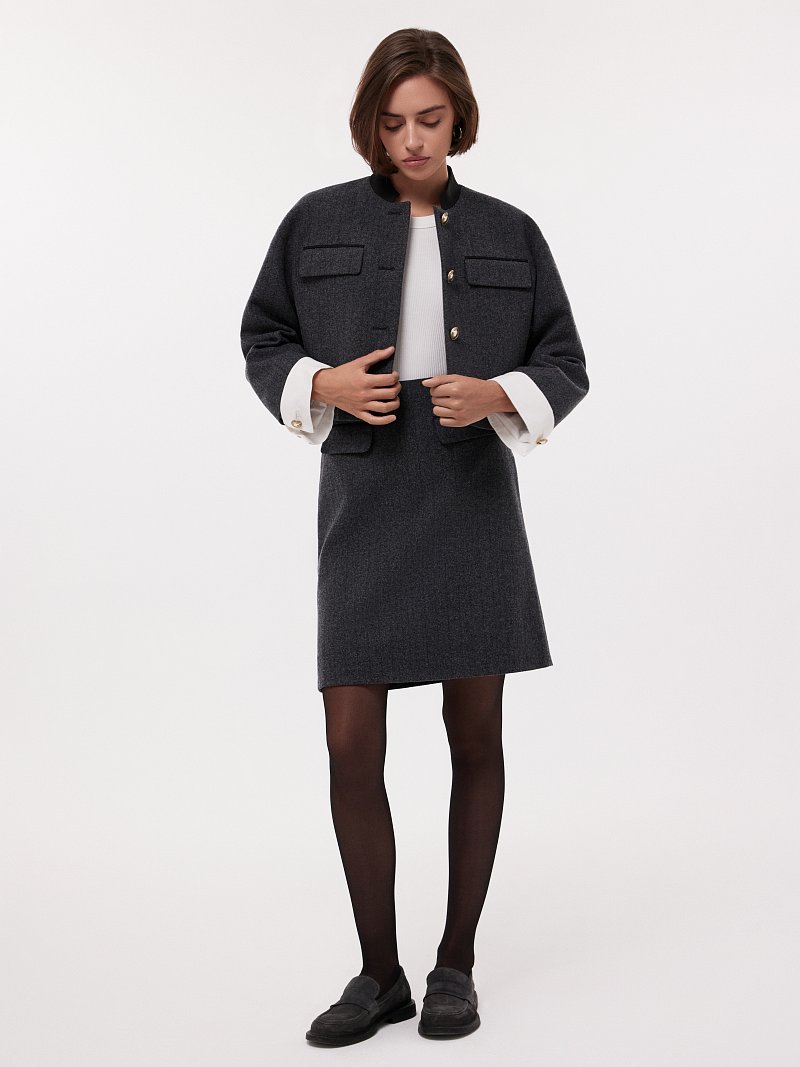 Укороченный жакет со съемными манжетами