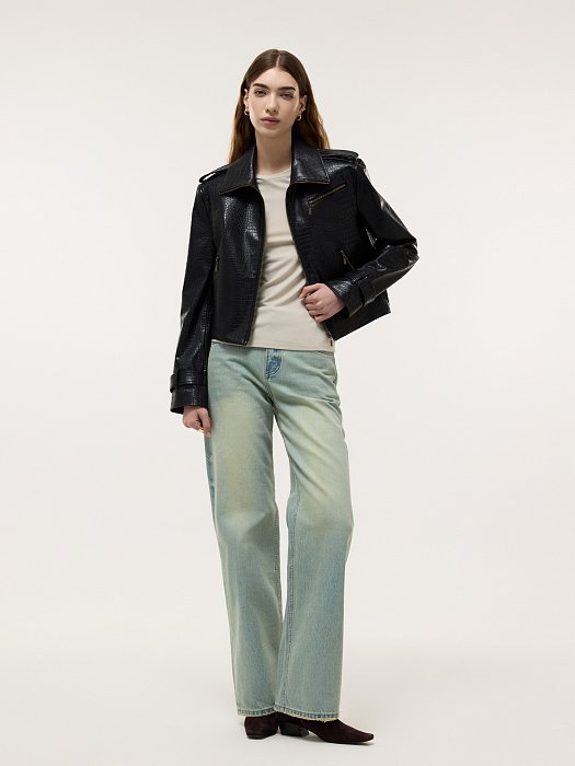 Укороченная куртка из экокожи: фото №2