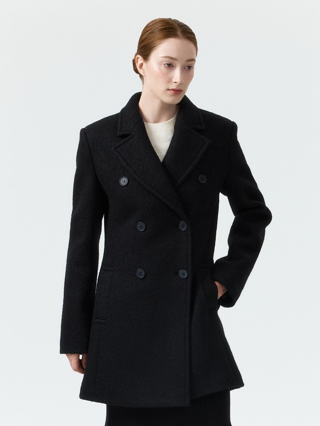 Приталенное пальто из шерсти (Р158): фото №1