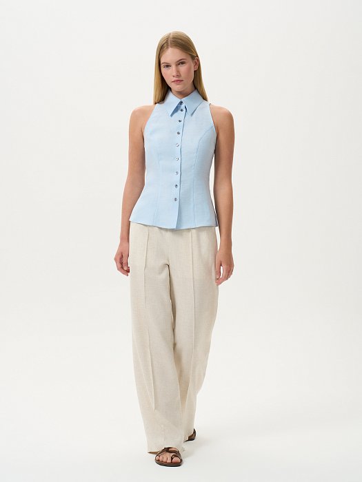 Льняная блуза без рукавов: фото №4