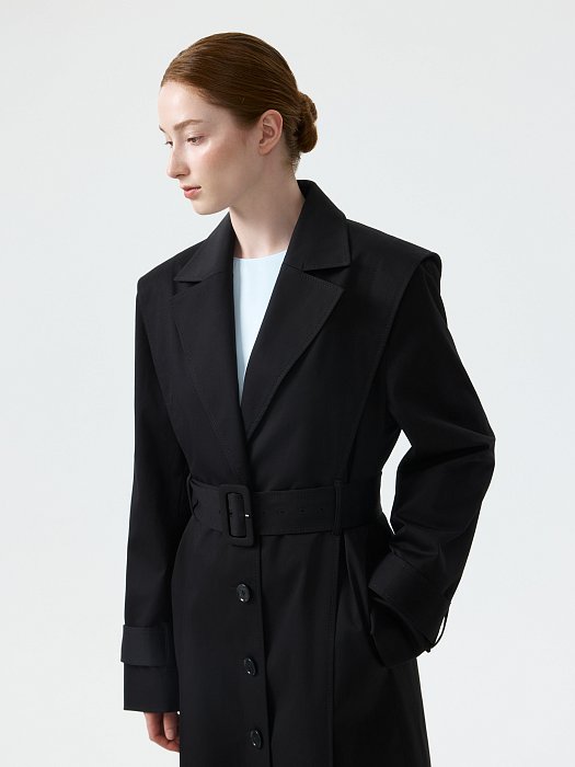 Однобортный плащ из хлопка: фото №2