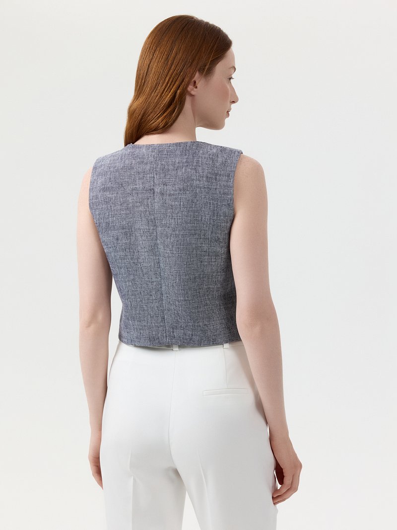 Прямой жилет со льном