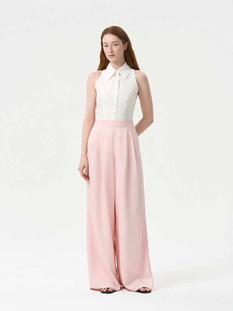 Атласные брюки-палаццо