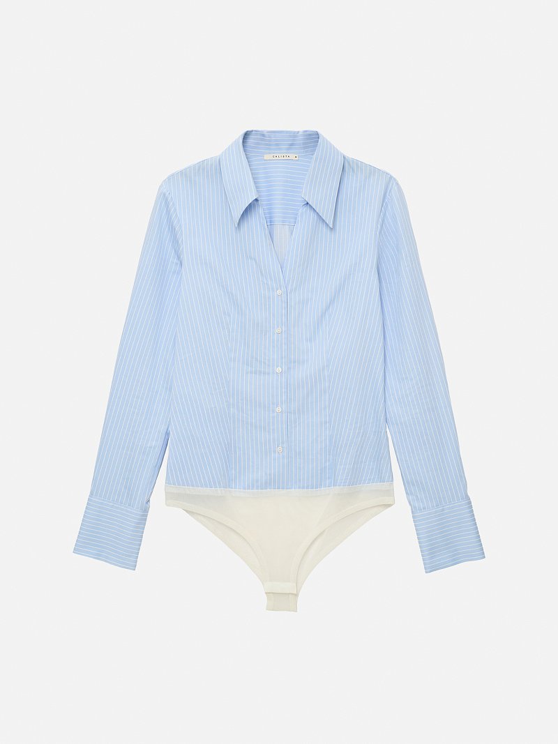 Боди-рубашка из хлопка в полоску