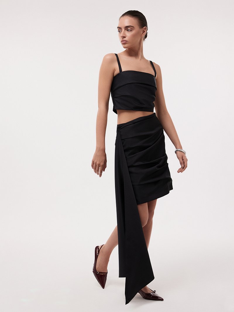 Юбка из тафты со съемным шлейфом