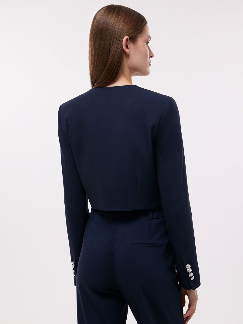 Укороченный жакет с круглым вырезом