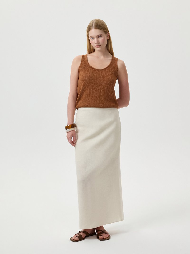 Прямая юбка из 100% льна